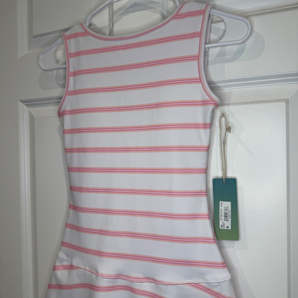 AS Revival Pink White Striped Sleeveless Sports Active Mini Dress Size Small - Picture 5 of 8